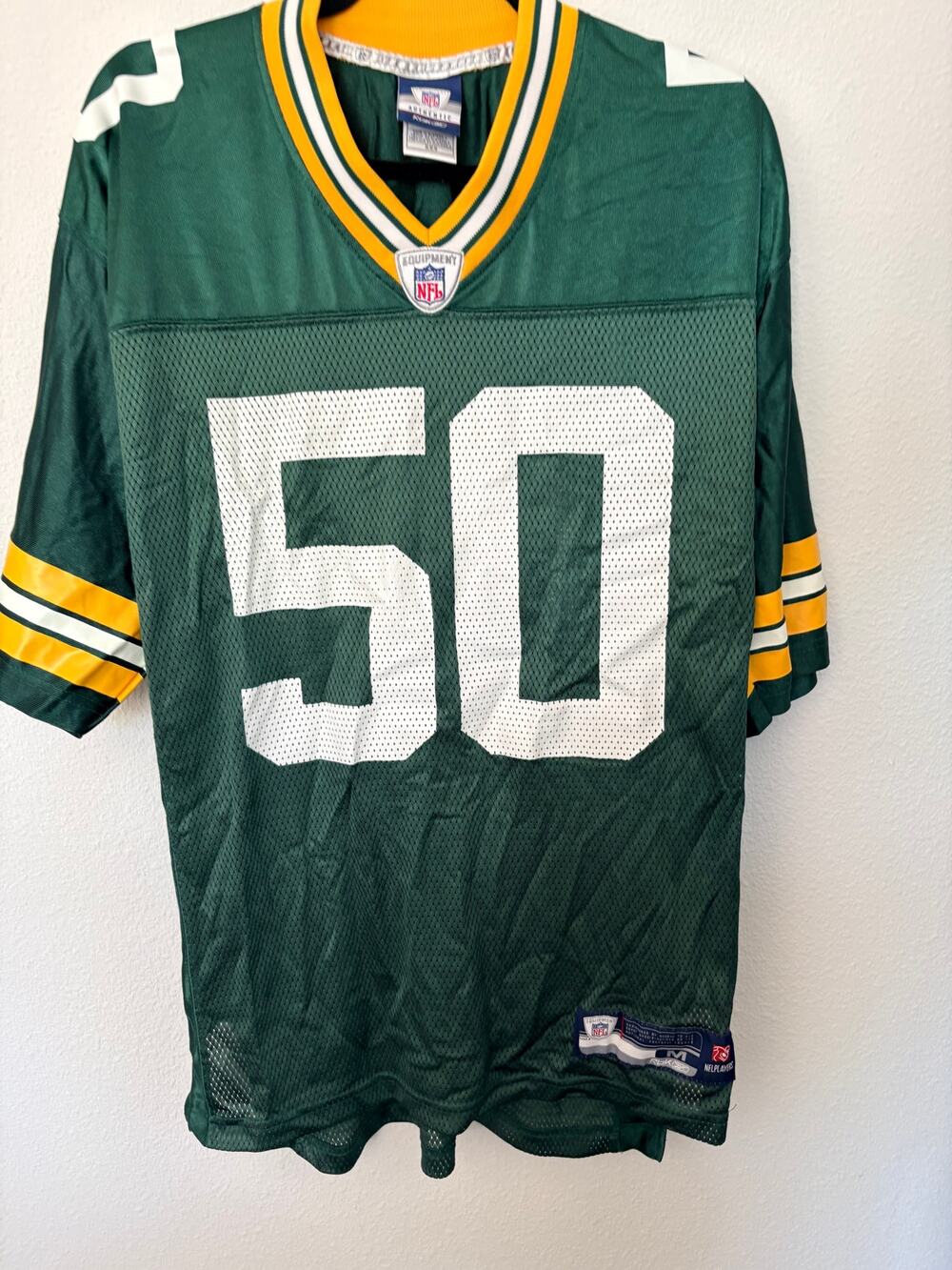 Authentic Rebook Greenbay Packers AJ Hawk Jersey #50 Adult M